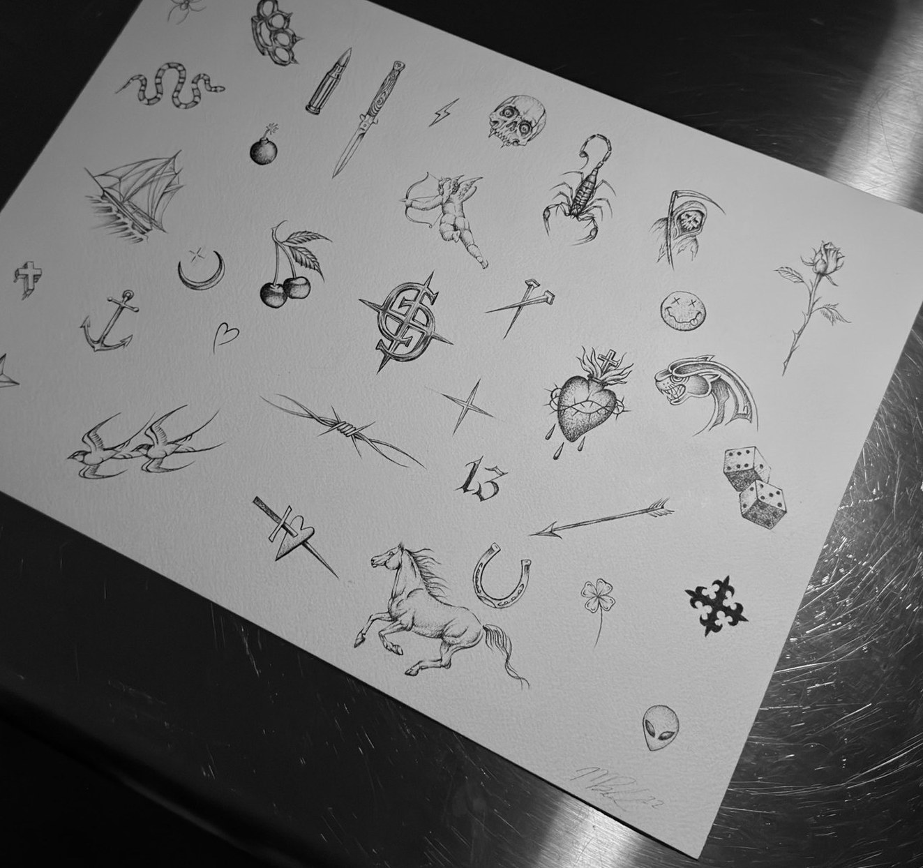 tattoo flash sheet: the small sheet