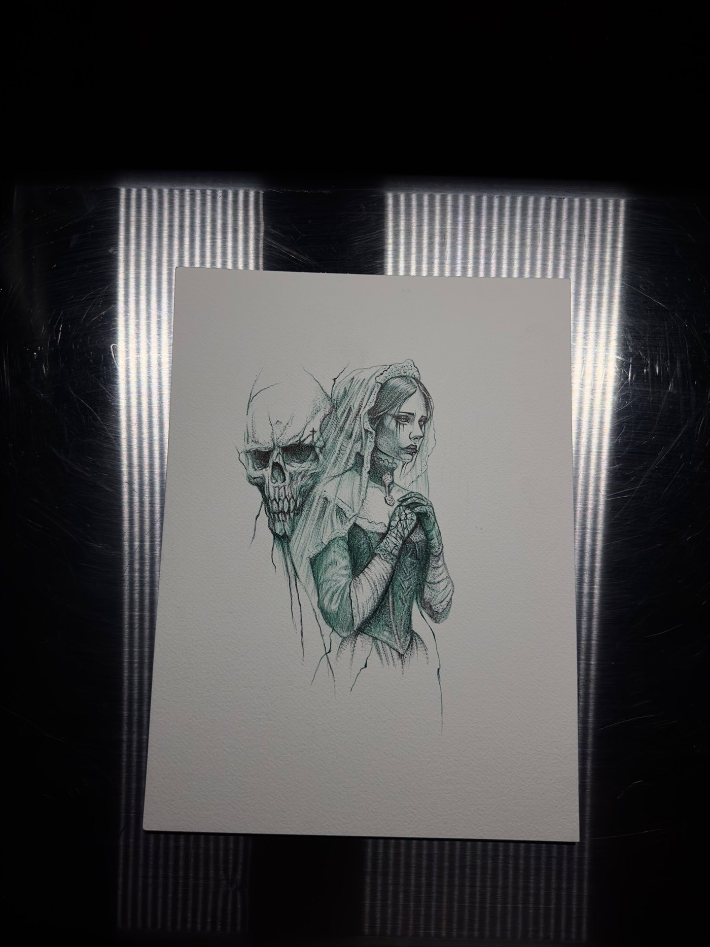 custom tattoo design: skull and figure
