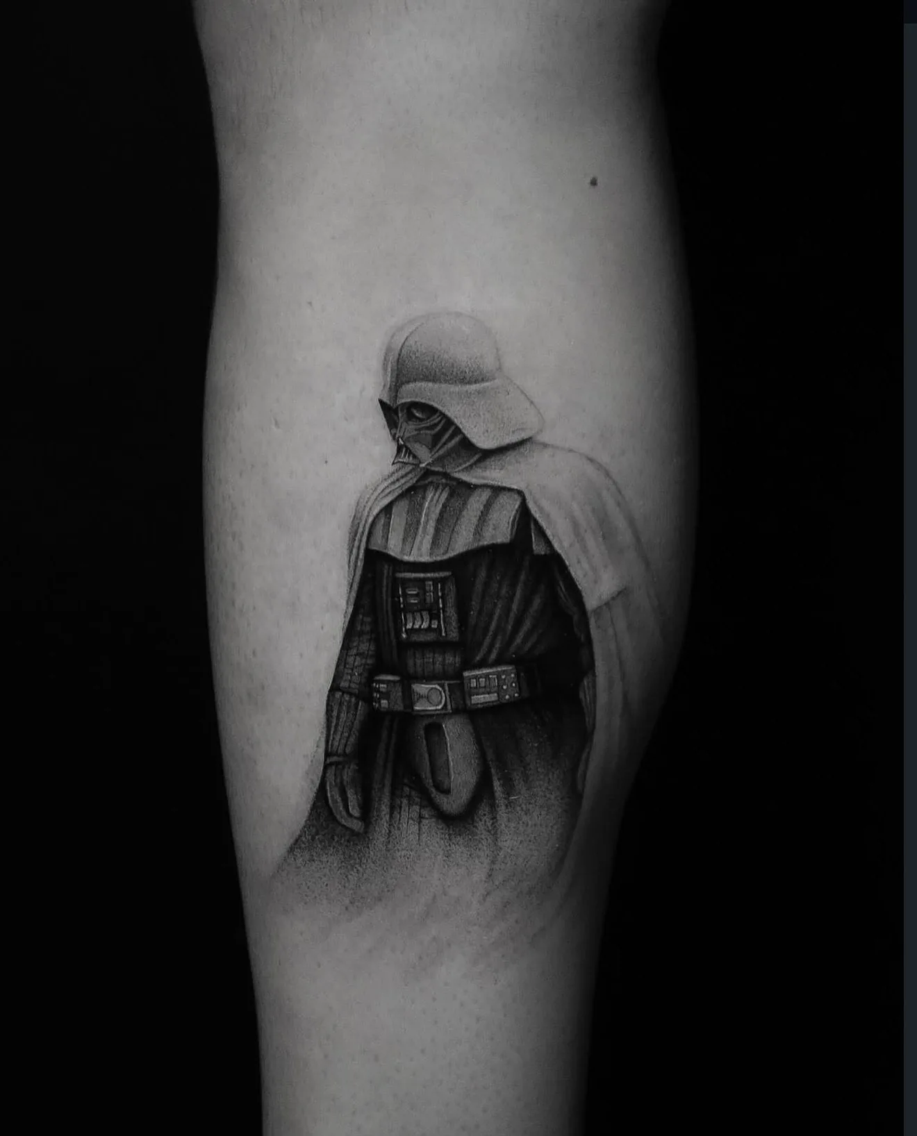 realism tattoo, helmet on the calf
